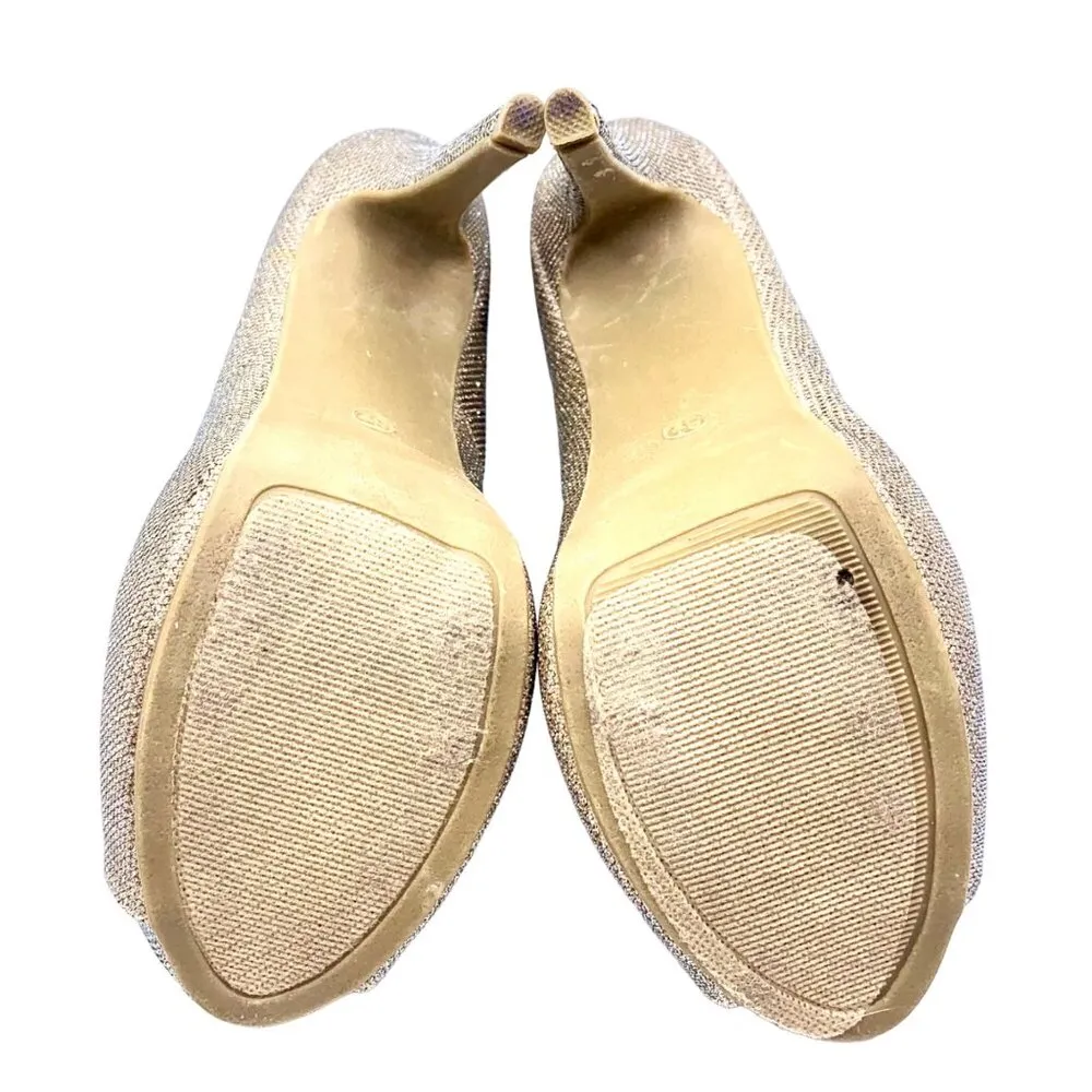 Gold Glitter Peep Toe Stiletto High Heels Size 8.5 Shi By Journeys Womens Shoes - Image 6