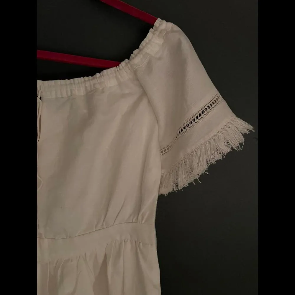 Bohemian Off-Shoulder White Dress with Frills from Saks Fifth Avenue - Image 3