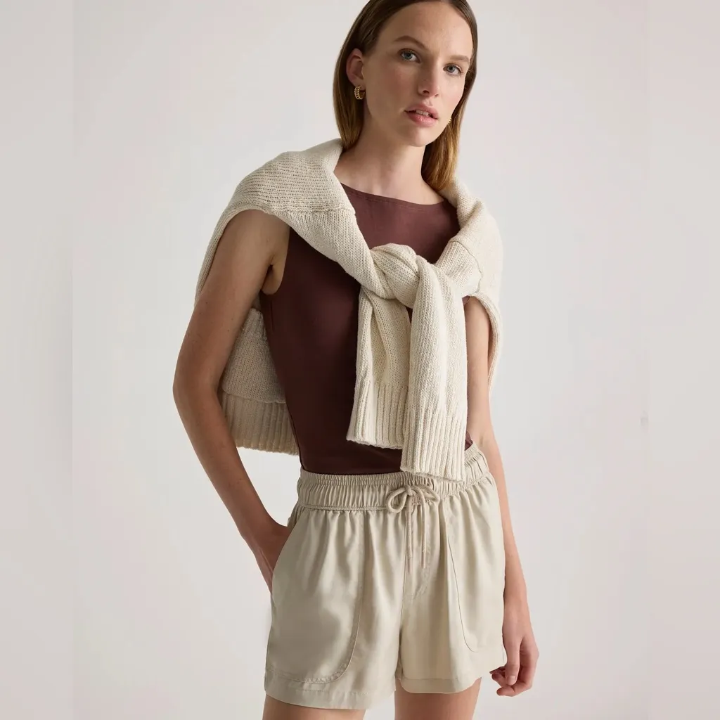 NWOT Quince Cocoa Brown Stretch Cotton Jersey Boat Neck Tank Size M - Image 2