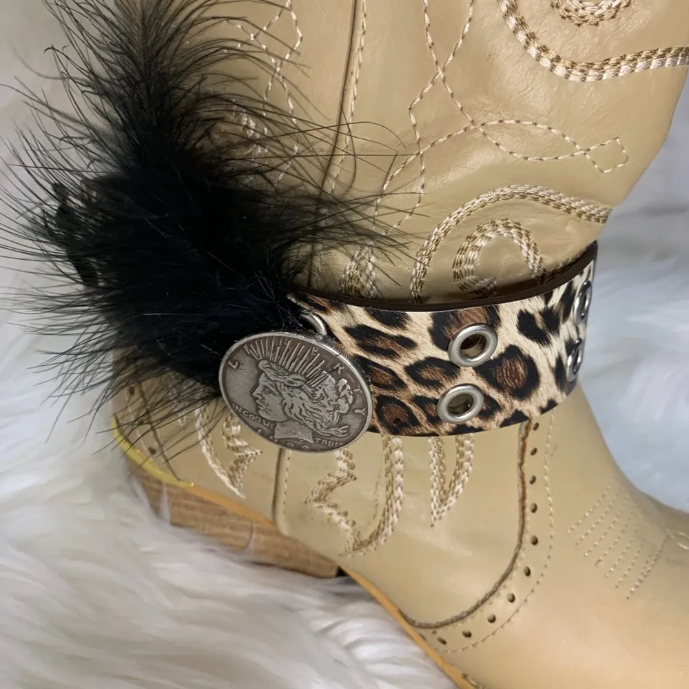 Handmade Removable Women’s Boot Bands/Cuffs Brown - Image 2