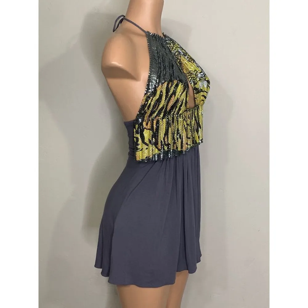 New. SKY chain mail animal print mini dress. Gray Size XS - Image 5