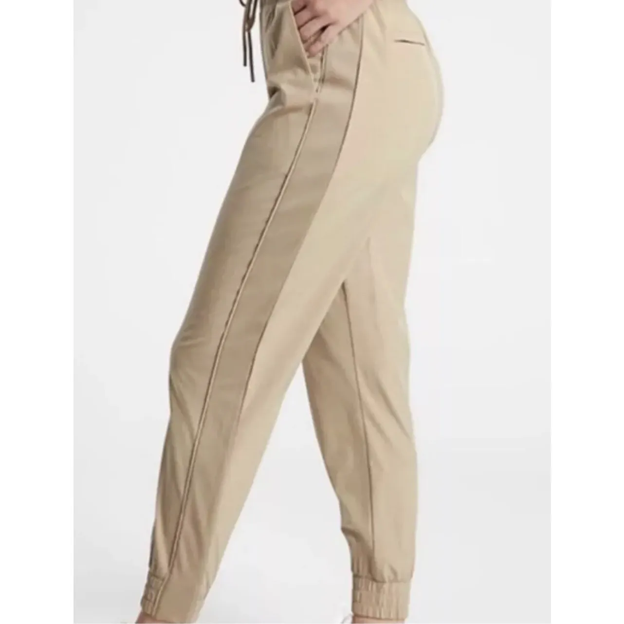 Athleta Brooklyn Textured Jogger in‎ Windowpane Taupe Size 4 - Image 4