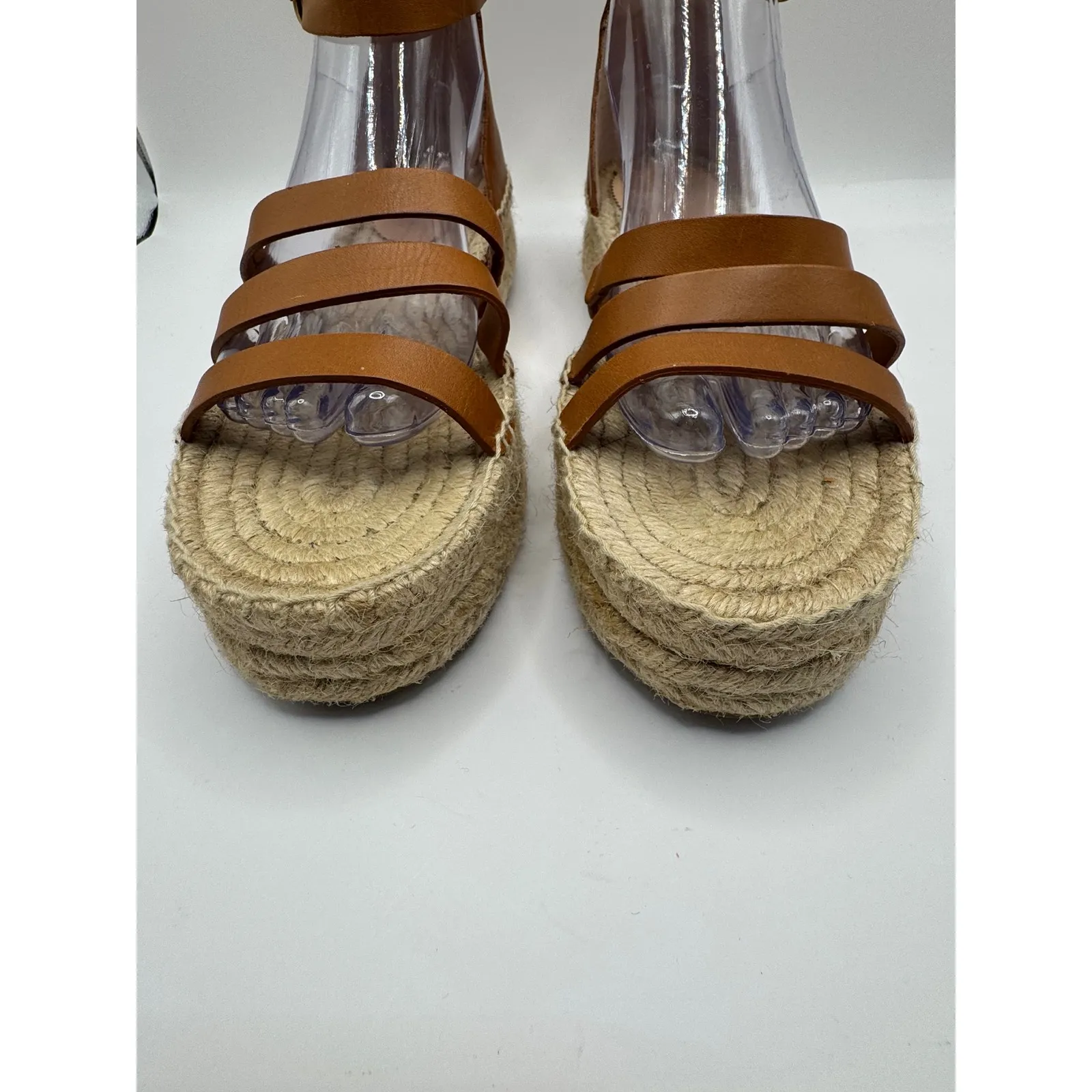 J Crew Shoes Women 9.5 Brown Leather Grace Gladiator Espadrille Platform‎ Sandal - Image 5