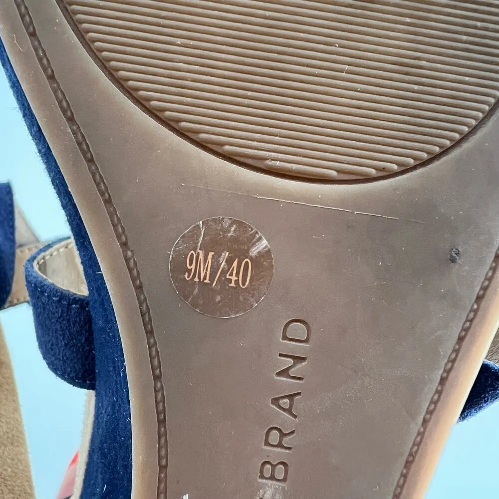 Lucky Brand Women's navy blue Kenadee Wedge open toe leather Sandal Size 9 - Image 4