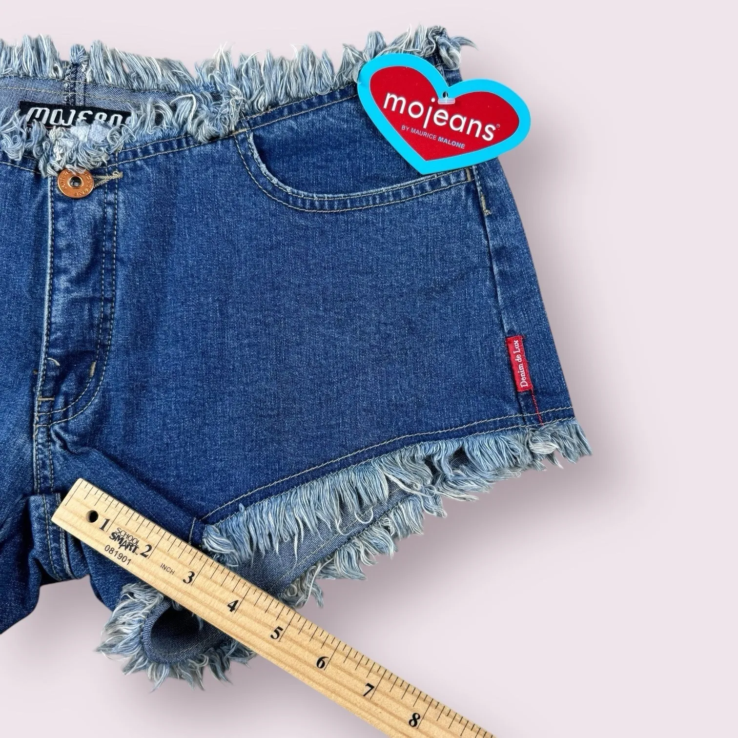 Vtg Y2K 2000's Mo Jeans Low Rise Micro Booty Hot Daisy Dukes‎ Denim Shorts Sz 4 Blue - Image 4