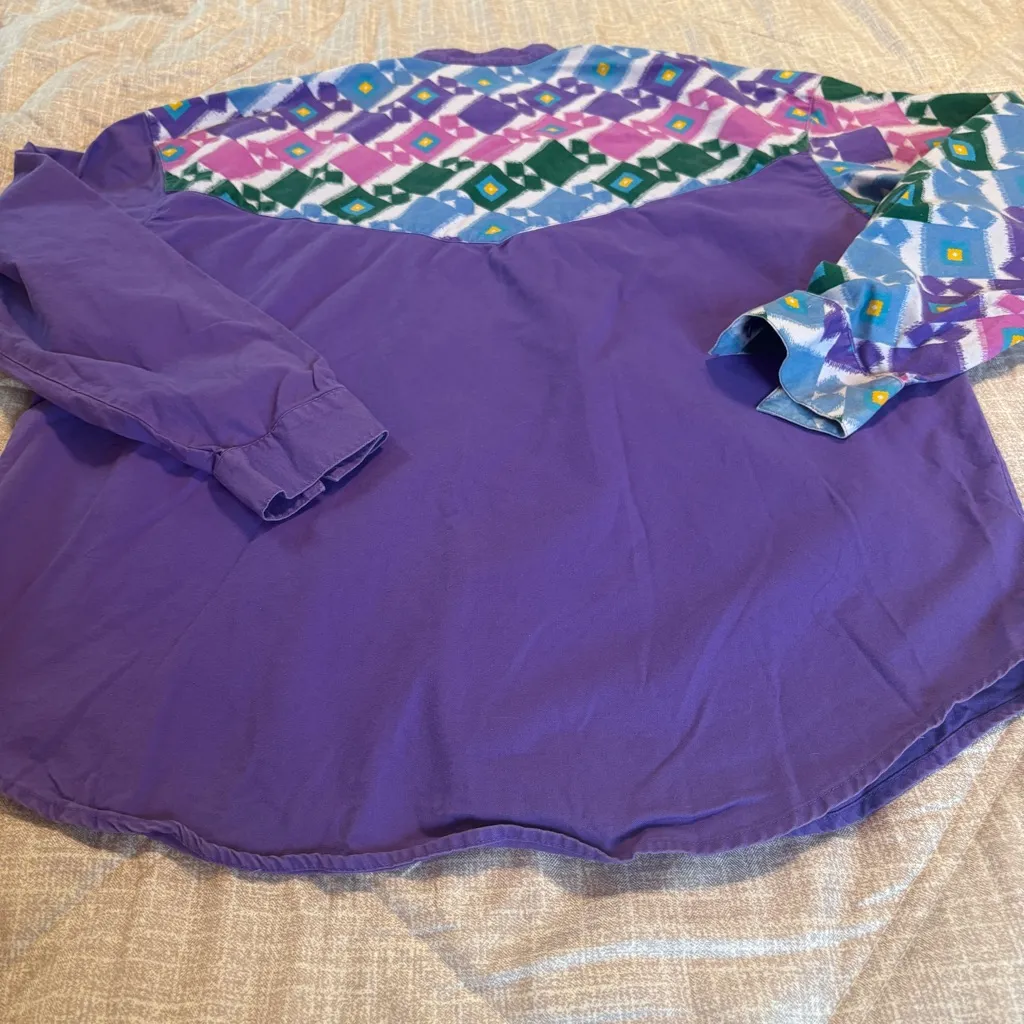 Vintage Side Saddle Shirt Womens M Western Button Down Purple Diamond 80’s 90’s Size M - Image 7