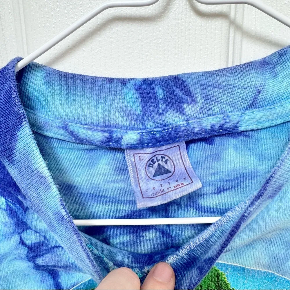 Vtg 90s Mother Earth Tree Trees Nature Green Tie Dye Shirt LARGE Hidden Animals - Image 3