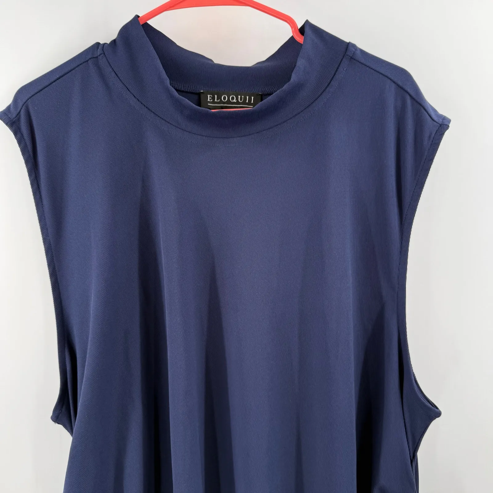 Eloquii Dress Women's Size 26 Navy Blue Sleeveless Ruched Midi NWT Plus Curvy - Image 7