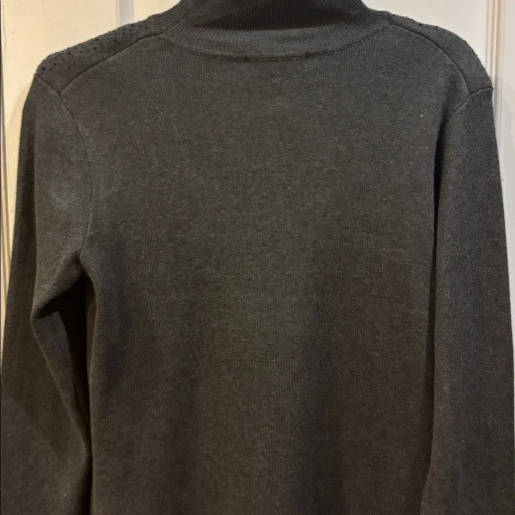 CABLE & GAUGE MOCK TURTLENECK SWEATER DRESS WITH CUT OUT ON FRONT SPARKLES TOO - Image 4