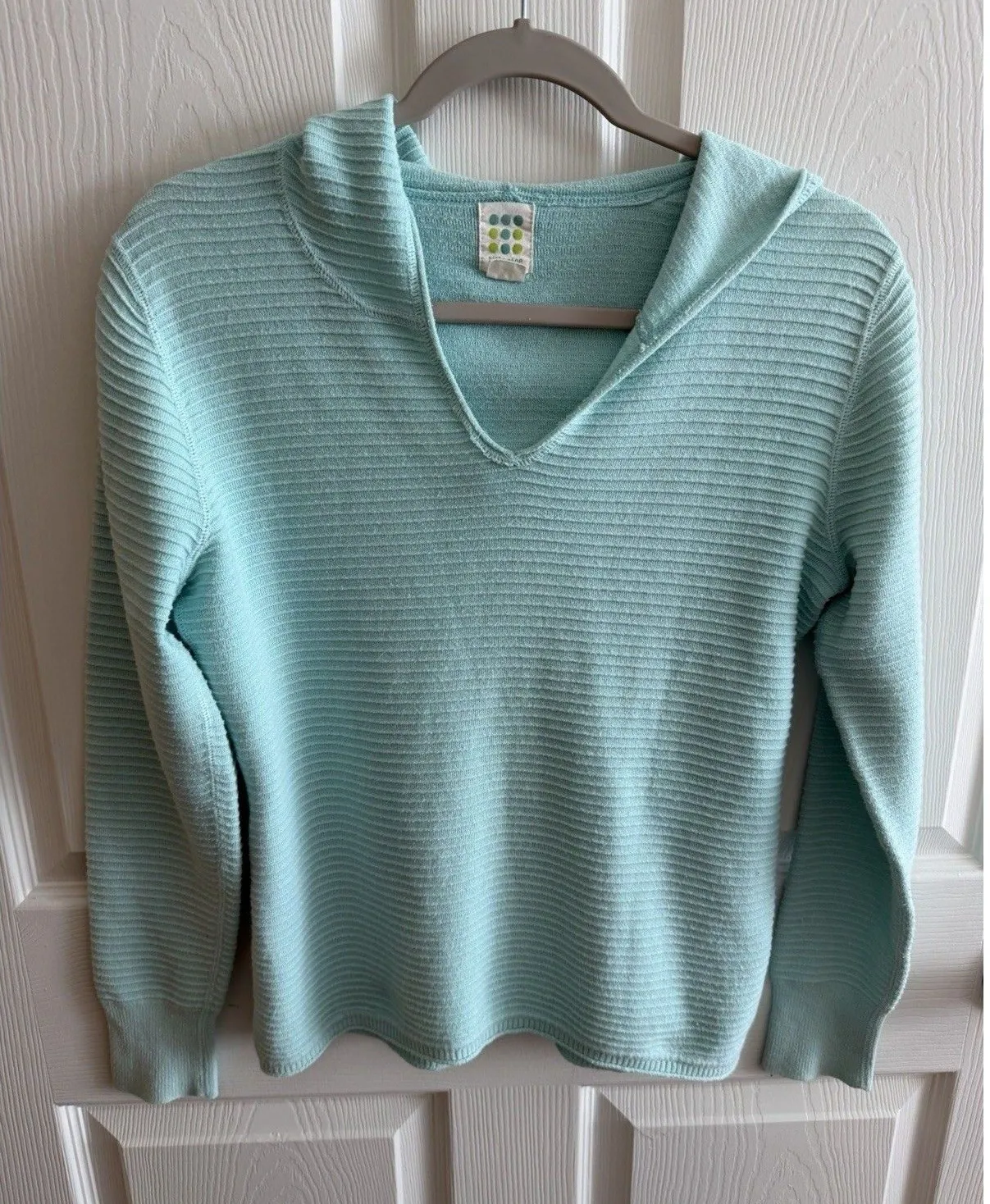 Title Nine Teal Hoodie Womens Hoodie Sweatshirt Hooded Knit Ribbed Lounge SZ S - Image 1