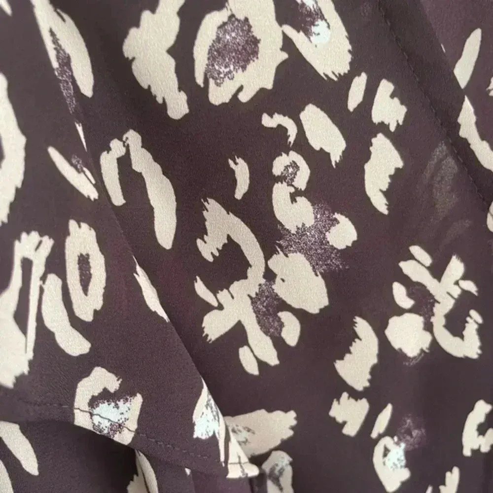 Nine West Purple Leopard Print Blouse‎ Work Wear Top Dress Clothes EUC - Image 2