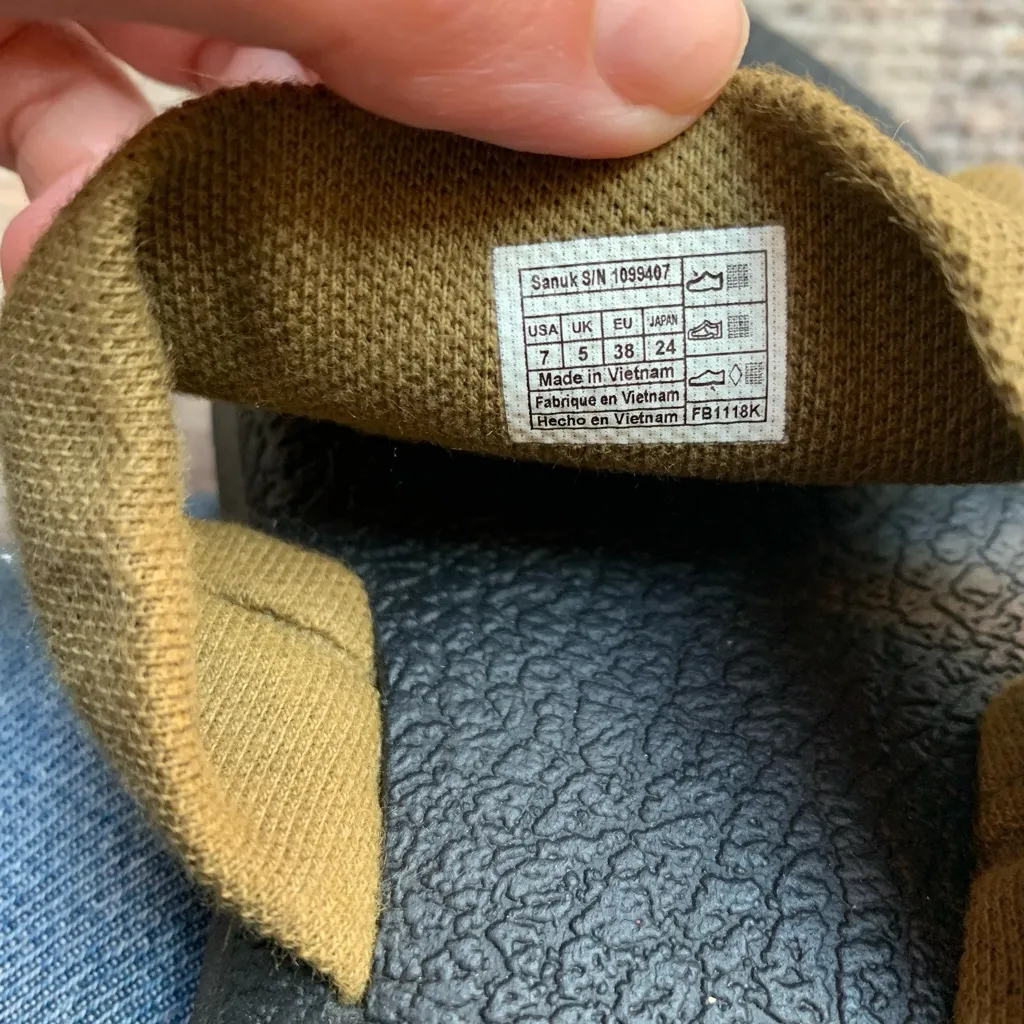 Sanuk Sandler Slip On Women Size 7 Green Black Casual Summer Shoes Footwear - Image 4