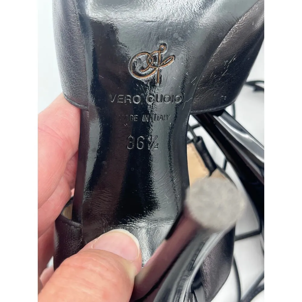 Proenza Schouler Black Leather Ankle Wrap Gladiator Sandals Size 36.5 (6.5 U.S.) - Image 8