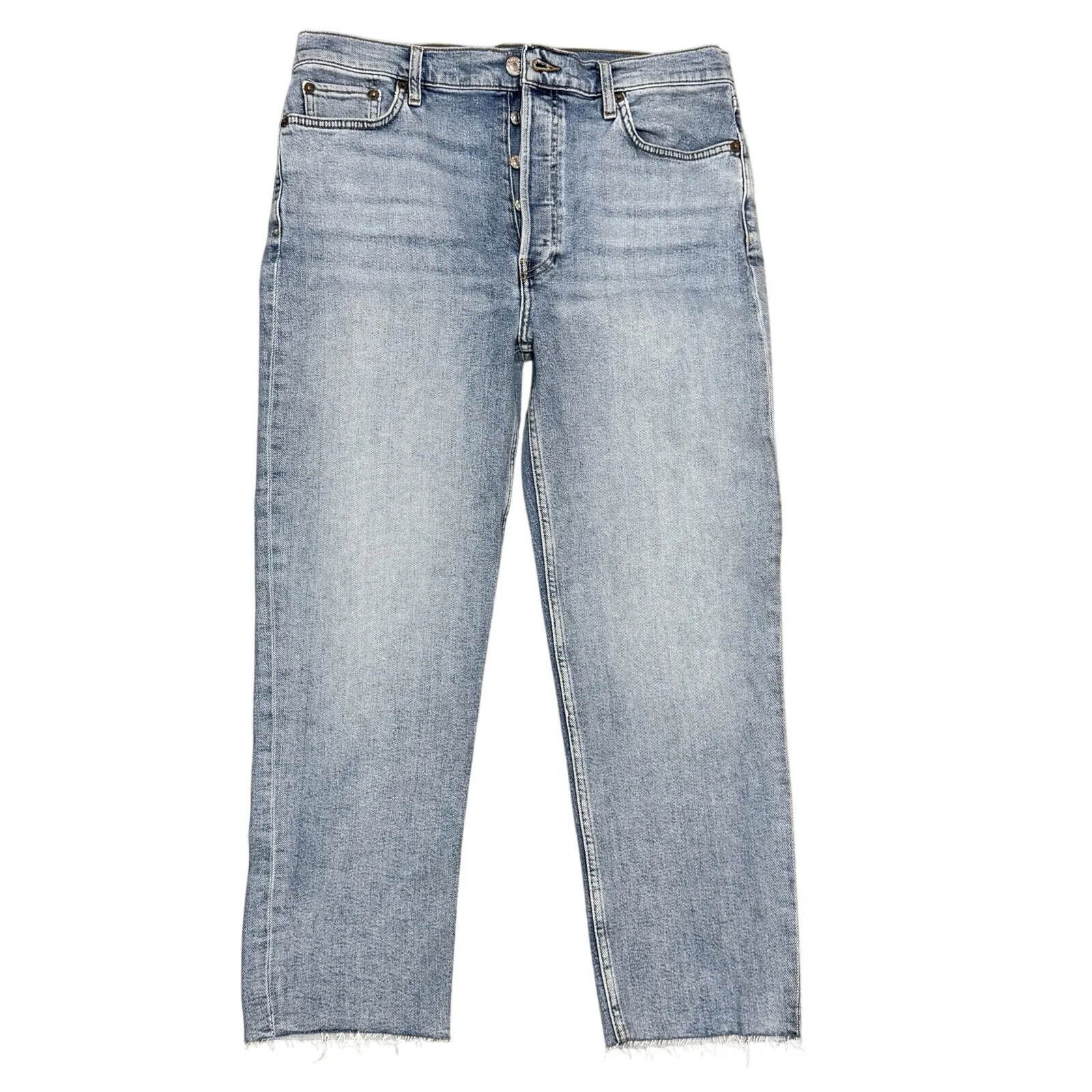 Re/done Jeans Womens Straight High Rise 70s Stove Pipe 32 x 27 Ankle Button Fly - Image 2