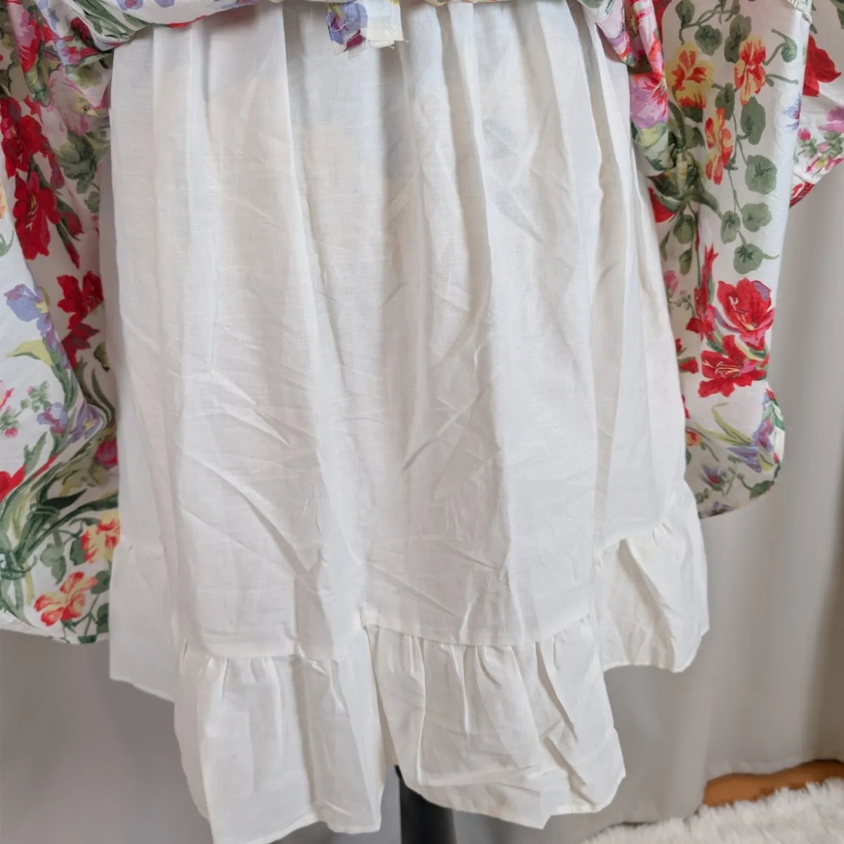 Vintage 80s Floral Cotton Dress Peter Pan Collar Cottagecore Midi - Image 14