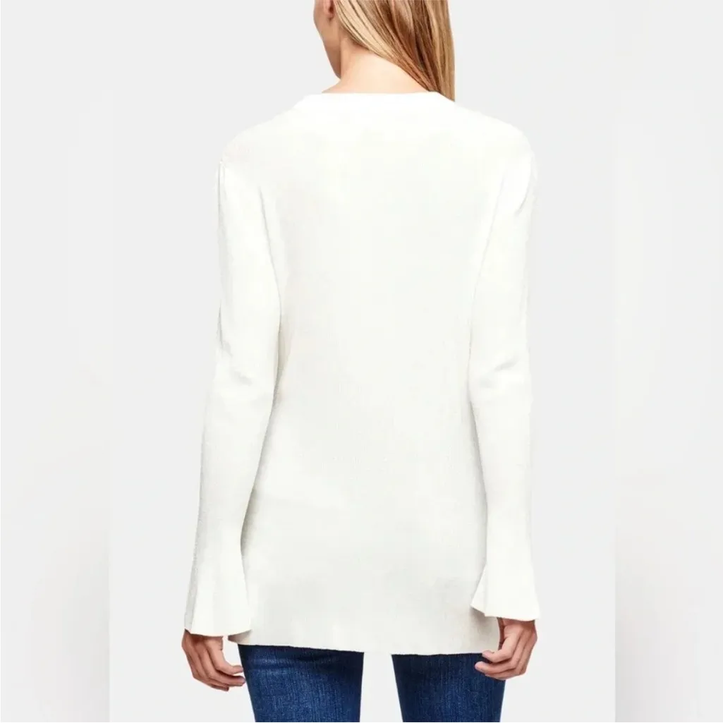 L'AGENCE Lucas White Ribbed Longline
Button Front Cardigan - Image 3