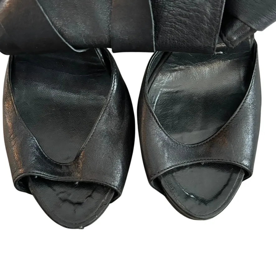 Steven by Steve Madden Leather Ankle Cuff Heels Sz 39 Black Made in Italy - Image 4