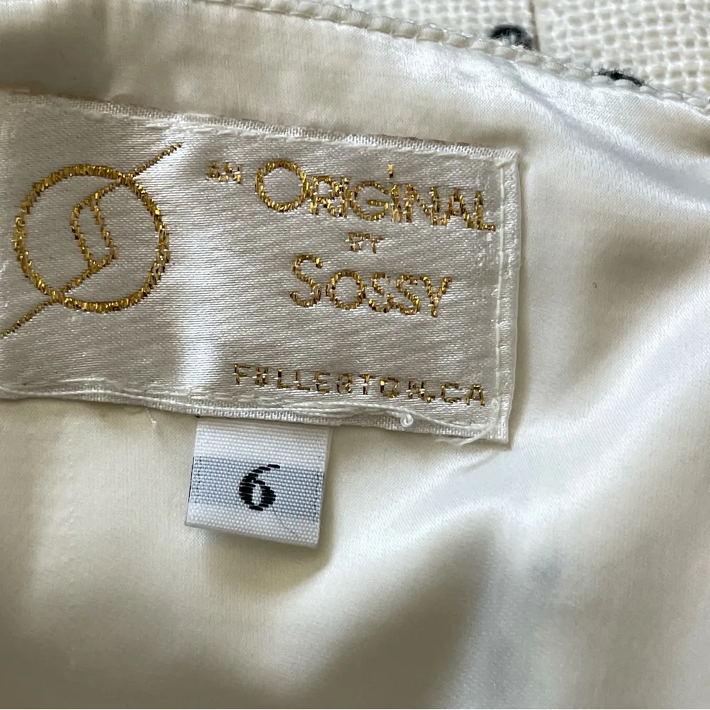 Vintage Chic Dress polka dot knee length womens Cream (size 6) sossys originals Black - Image 2