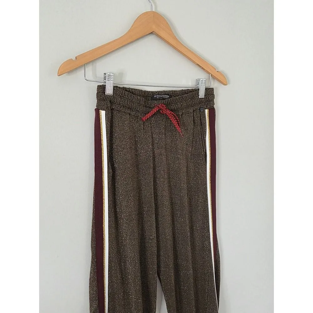 Scotch & Soda Metallic Bronze Track Pants with Side Stripe Size XS - Image 3