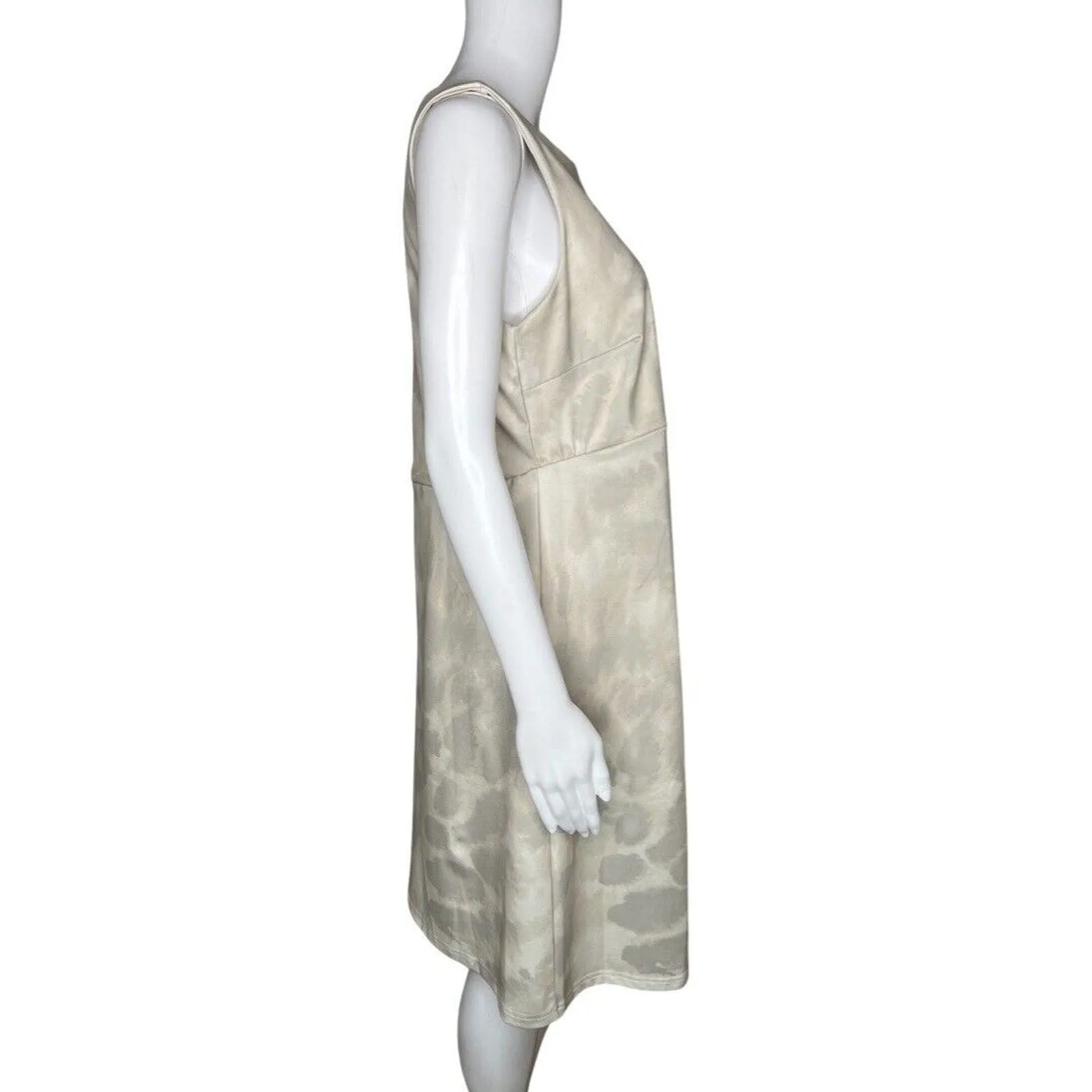 Garnet Hill  Dress Womens Medium Gray Cream Fit & Flare Office Neutral Minimalist - Image 2
