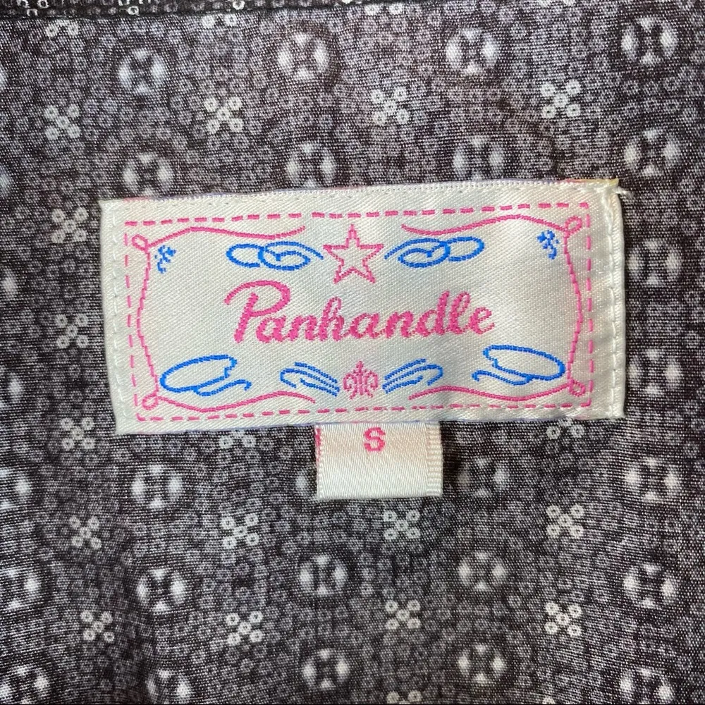 Panhandle Gray & Black Print Pearl Snap Long Sleeve Western Cowgirl Rodeo Top - Image 5