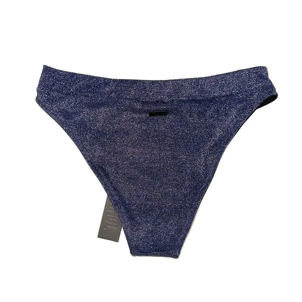 NWT Triangl Dylla Reversible Navy Shimmery Cheeky Bikini Bottom LARGE - Image 4