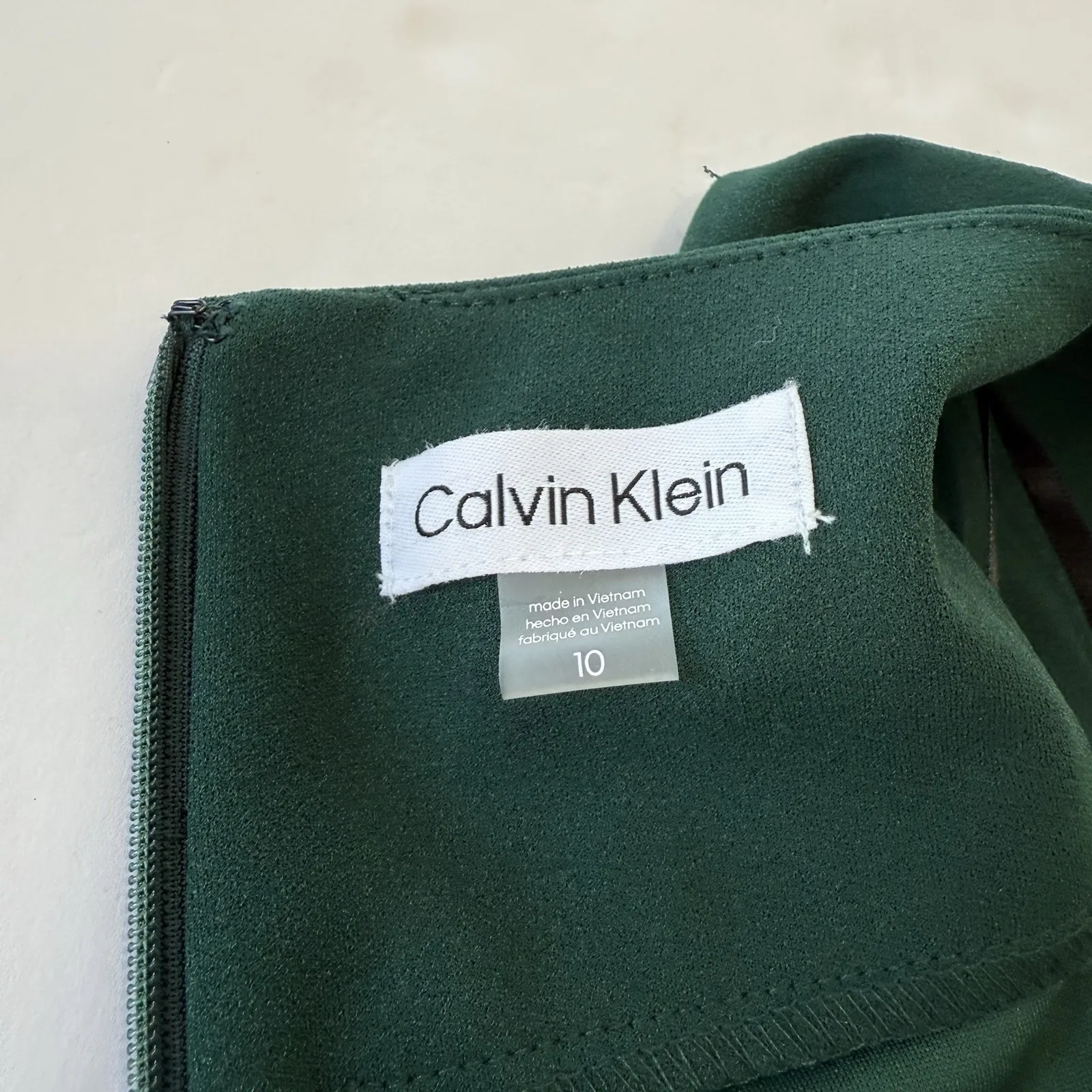 Calvin Klein Green‎ Sunburst Seam Stretch Crepe Sleeveless Sheath Dress Size 10 - Image 12