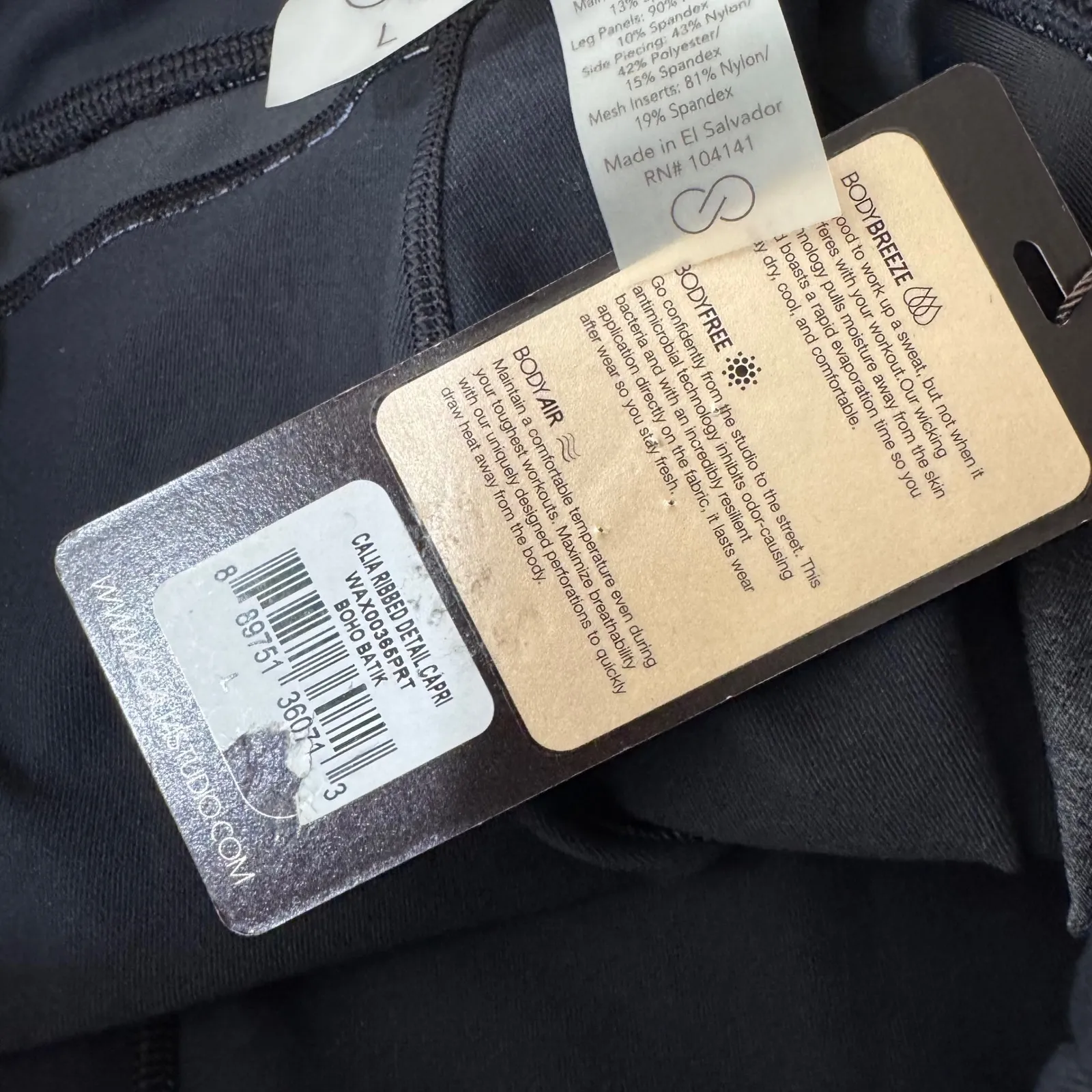 CALIA by Carrie Underwood Ribbed Capri Leggings Black Blue Boho Size L NWT Size L - Image 7