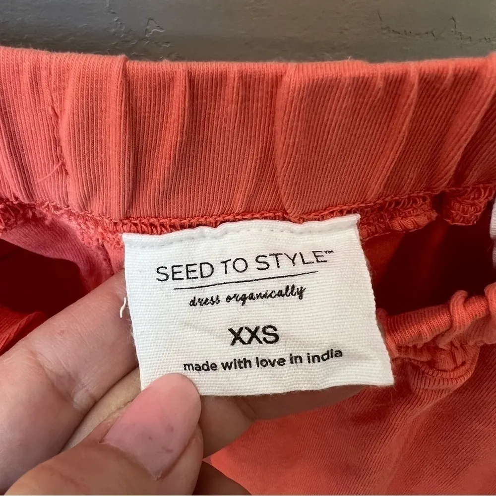 Seed to Style Organic cotton ombre lounge pants, straight leg, orange, size XXS White - Image 4