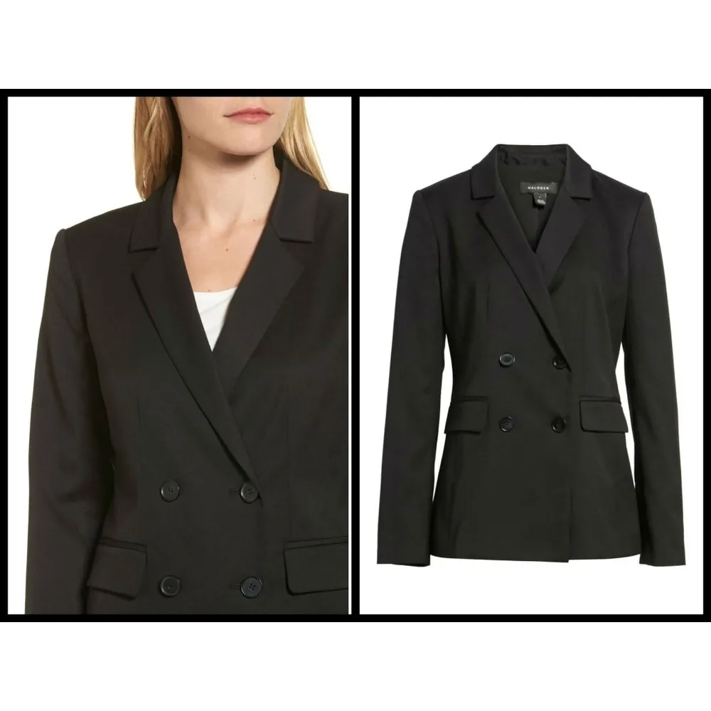 💕HALOGEN💕 Double Breasted Stretch Blazer ~ Black Medium M NWT - Image 7