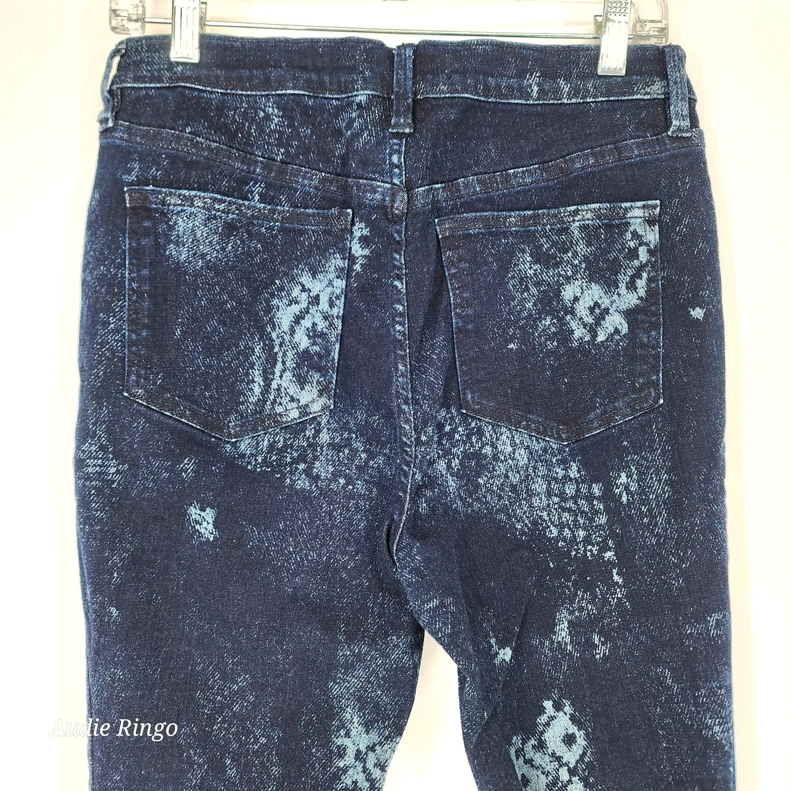 Free People Dark Acid Wash Skinny Jeans Blue W31 - Image 6