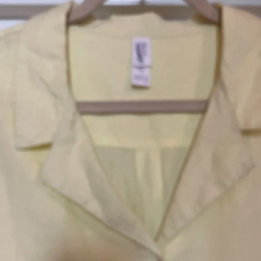 Stars Above  lemon Yellow Button Down Shirt linen - Image 4