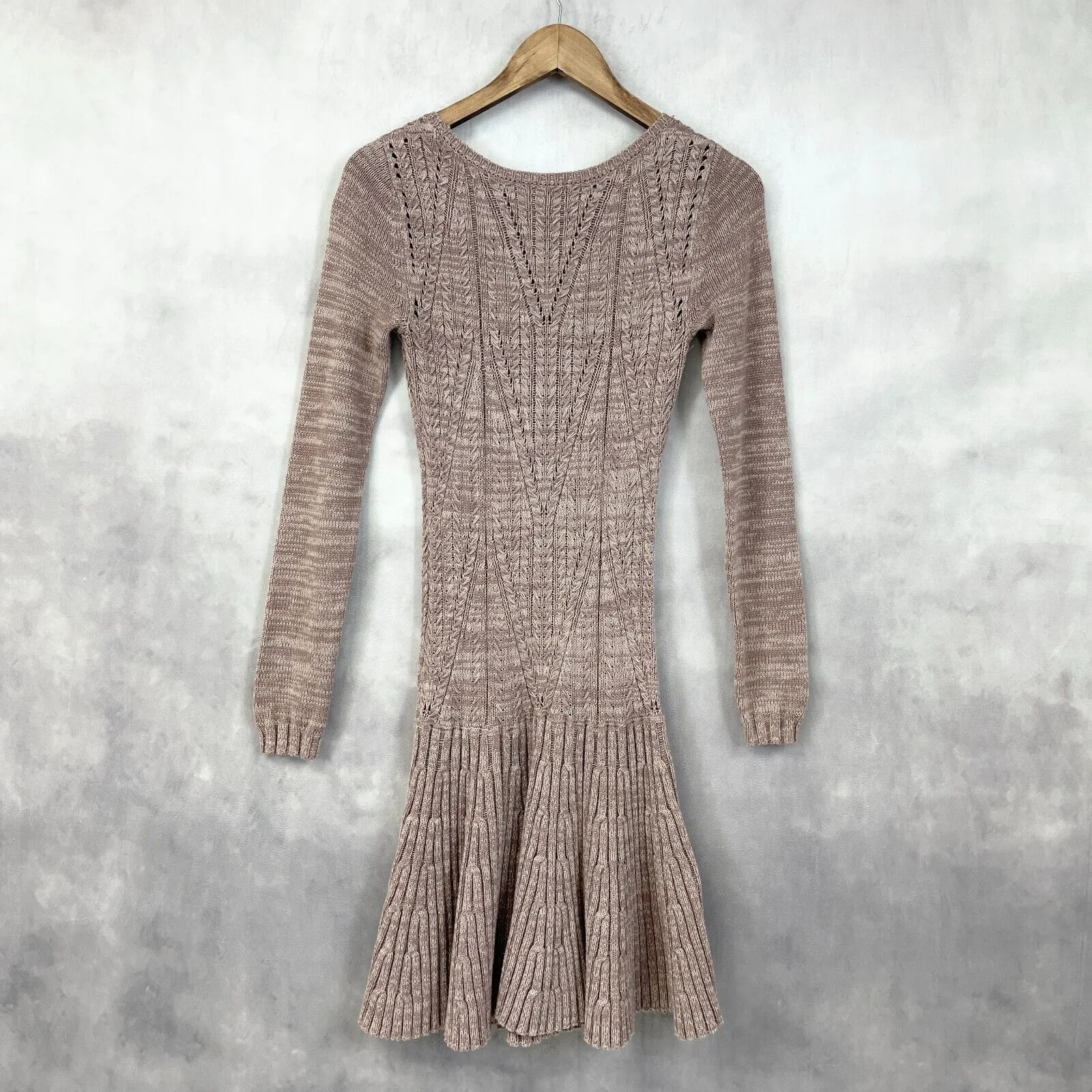 Y2K Moda Sweater Dress Small Boho‎ Twee Drop Waist Academia Preppy Fairy Grunge - Image 6