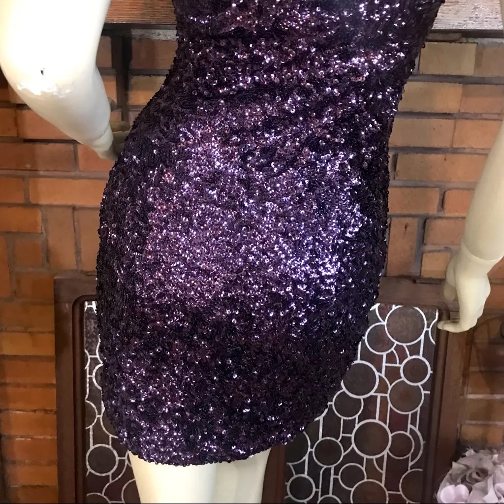 LA FEMME PURPLE SEQUIN BODY CON COCKTAIL MINI DRESS NWT (2) - Image 10