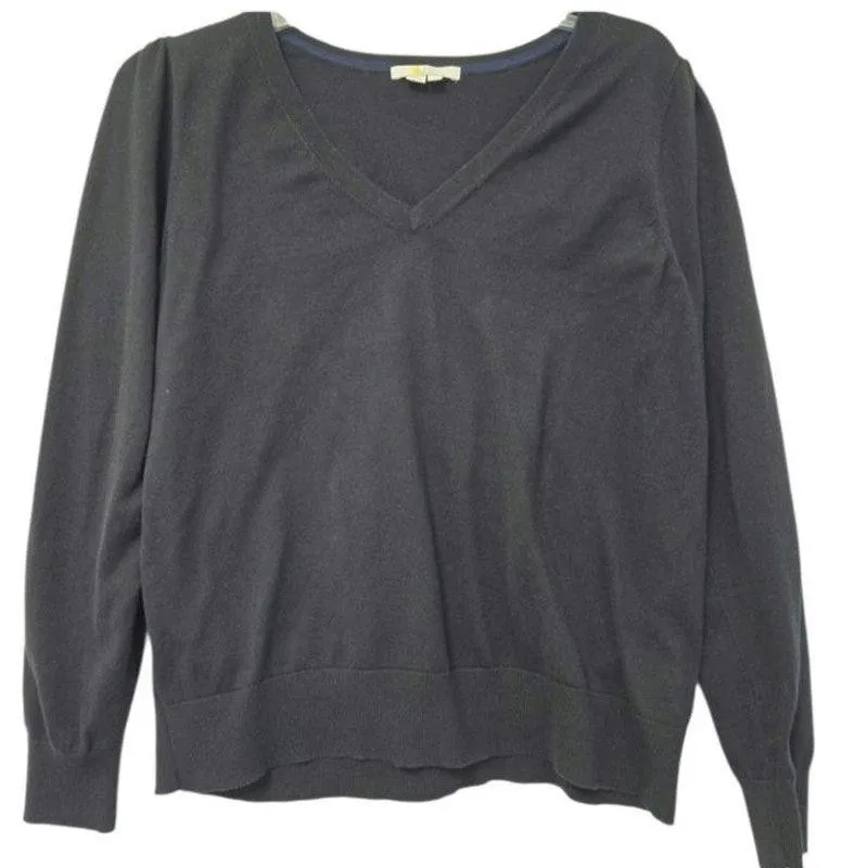 Boden Cotton V Neck Sweater Radish Long Sleeve Blend Knit K0510 Size XL work Black - Image 5