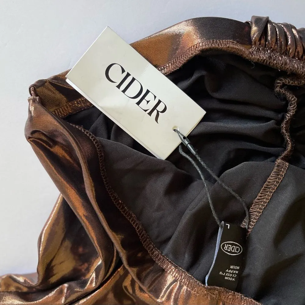 NWT.  CIDER Metallic Mid Waist Split midi skirt. - Image 3