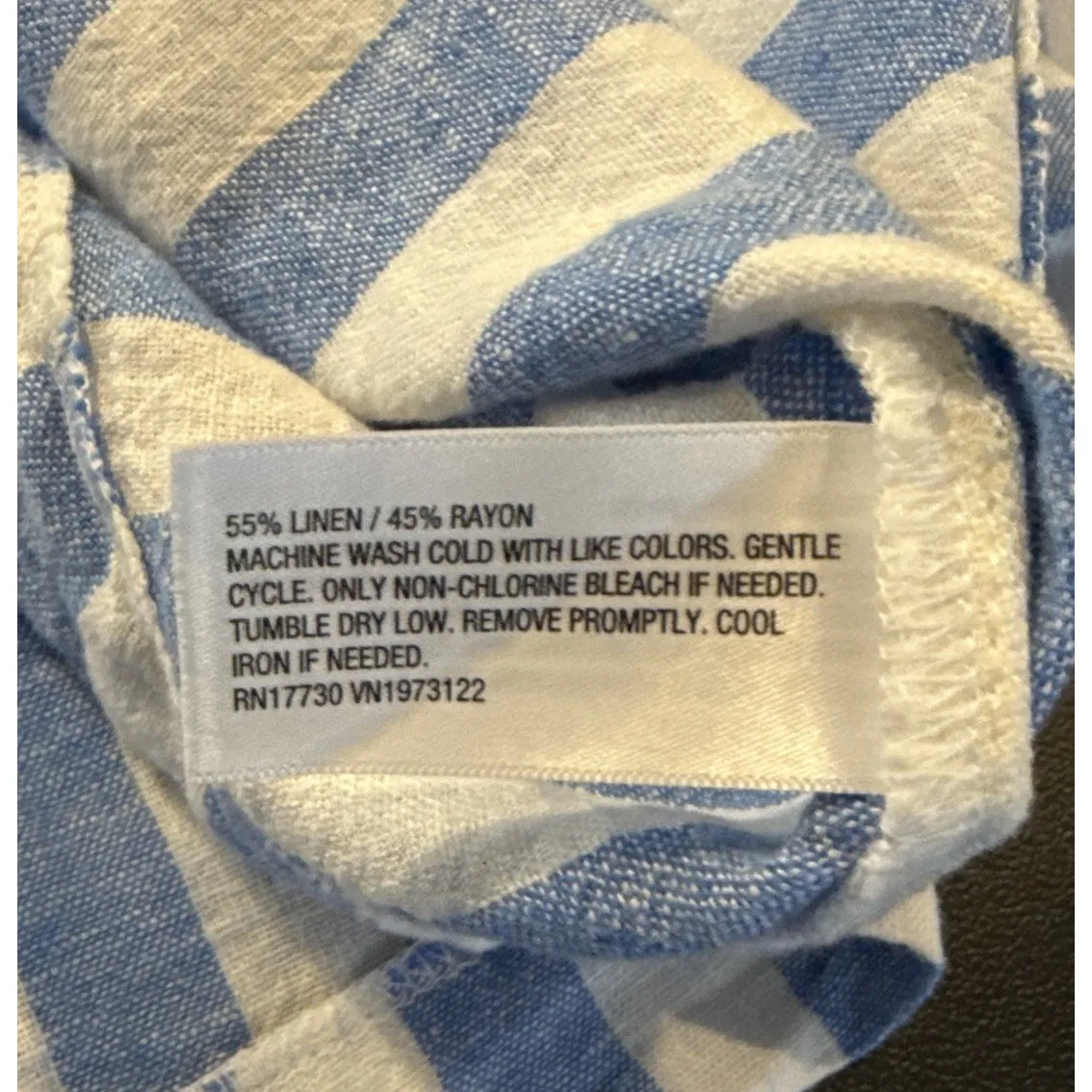 Ava Viv 1X Short Sleeve Maxi Shirt Dress Linen Blend Striped Blue White Pockets - Image 8