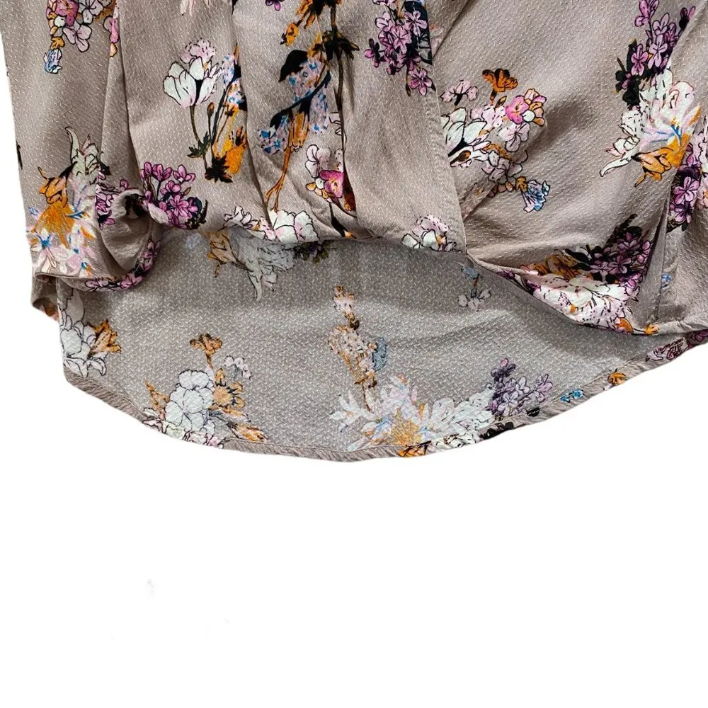 Millibon cross front pale pink floral long sleeve v - Image 6