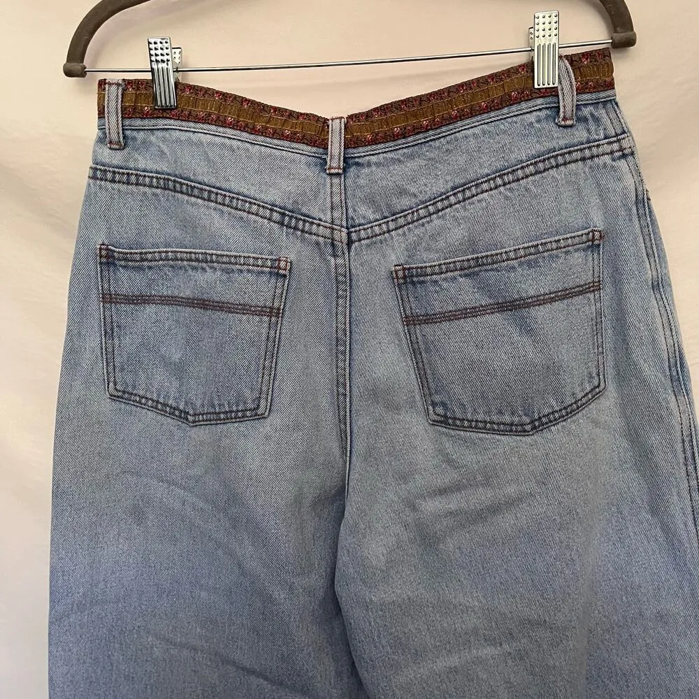 CROSSING POINTE Cropped Womens Jeans Sz 12MS Boho Ribbon Relax Gilmore Girls Y2k Blue - Image 6