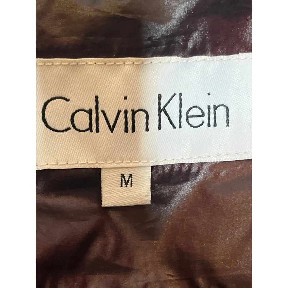 Calvin Klein Down Feather Filled Burgundy Shine Puffer Vest Full Zip Medium - Image 4