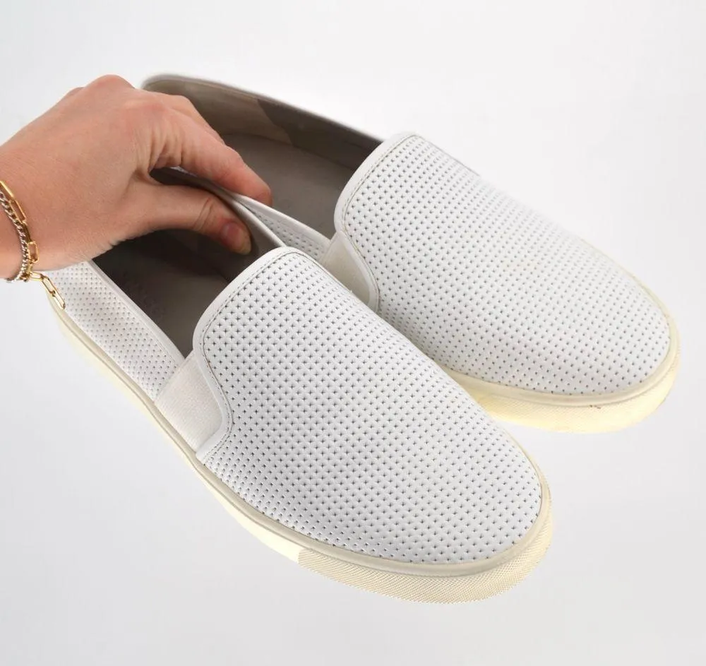 Vince Blair Perforated Leather Slip On Sneaker White Women's US 9 / 39 - Image 3