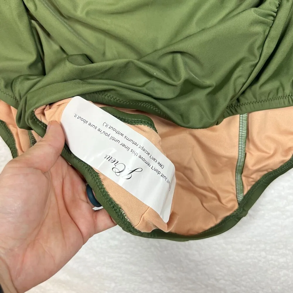 J. Crew Womens One Piece Swimsuit Size 22 Green Ruched Squareneck UPF SPF 50 - Image 4