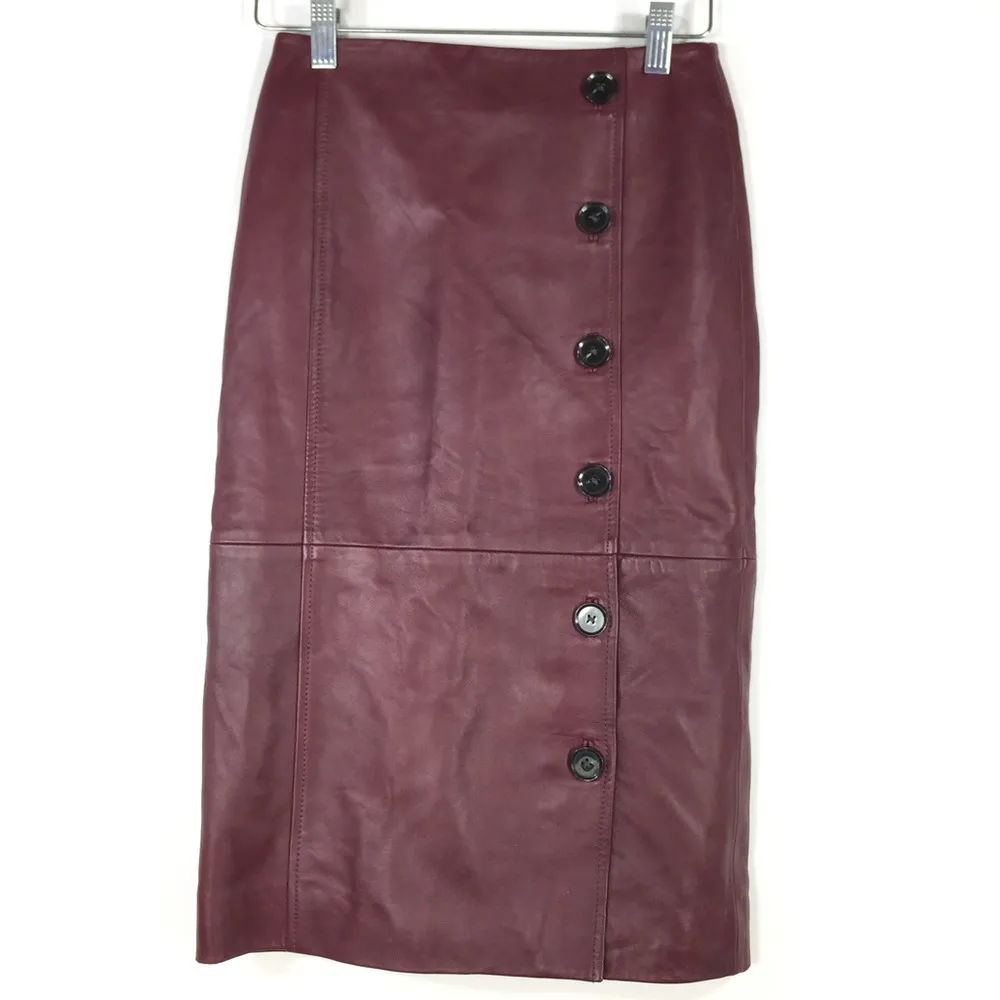 Rachel Parcell Red Grape Leather Button
Front Pencil Skirt XXS - Image 12