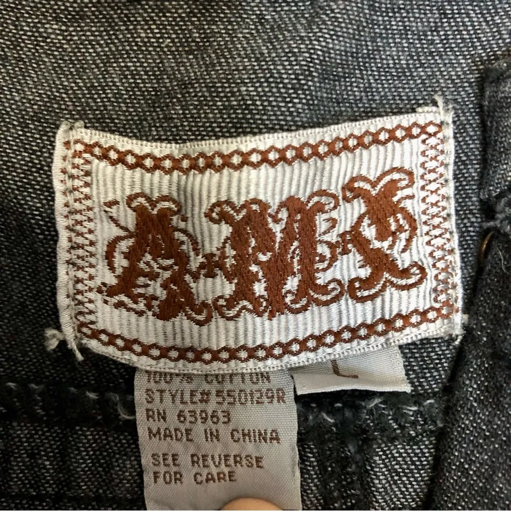 Vintage Y2K AMX Cropped Denim Jacket Military Style Dark Wash Navy Blue 00s sz L Black Size L - Image 10