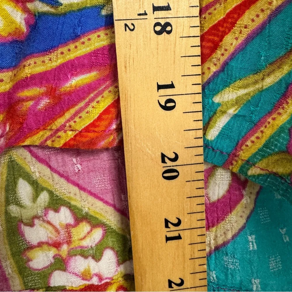 Haute Hippie Pink Blue Tropical Floral Print Blouse Womens XL Beachy Vacation - Image 6
