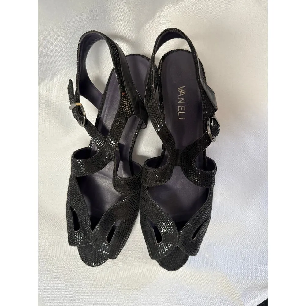 Women’s Vaneli Platform Sandal Black Microfiber Slingback Strap Shoes Sz 8 - Image 2