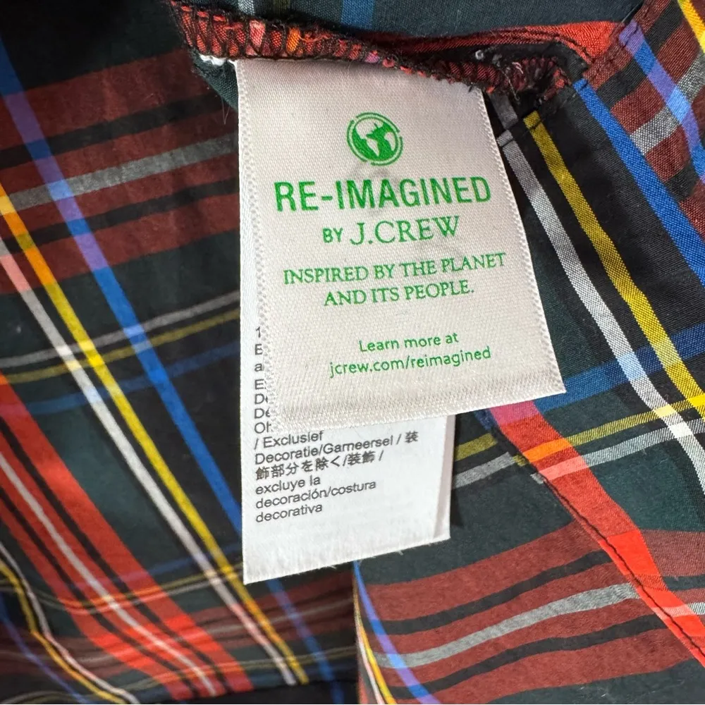 J. Crew Velvet Trimmed V neck Cotton Tunic in Black Stewart Tartan Plaid Size S - Image 9