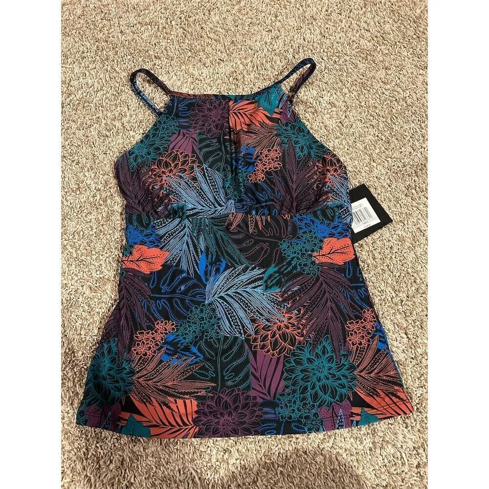 Ellen Tracy Women's Halter Swimsuit Top Size 6 Tropical Floral Print - Image 2