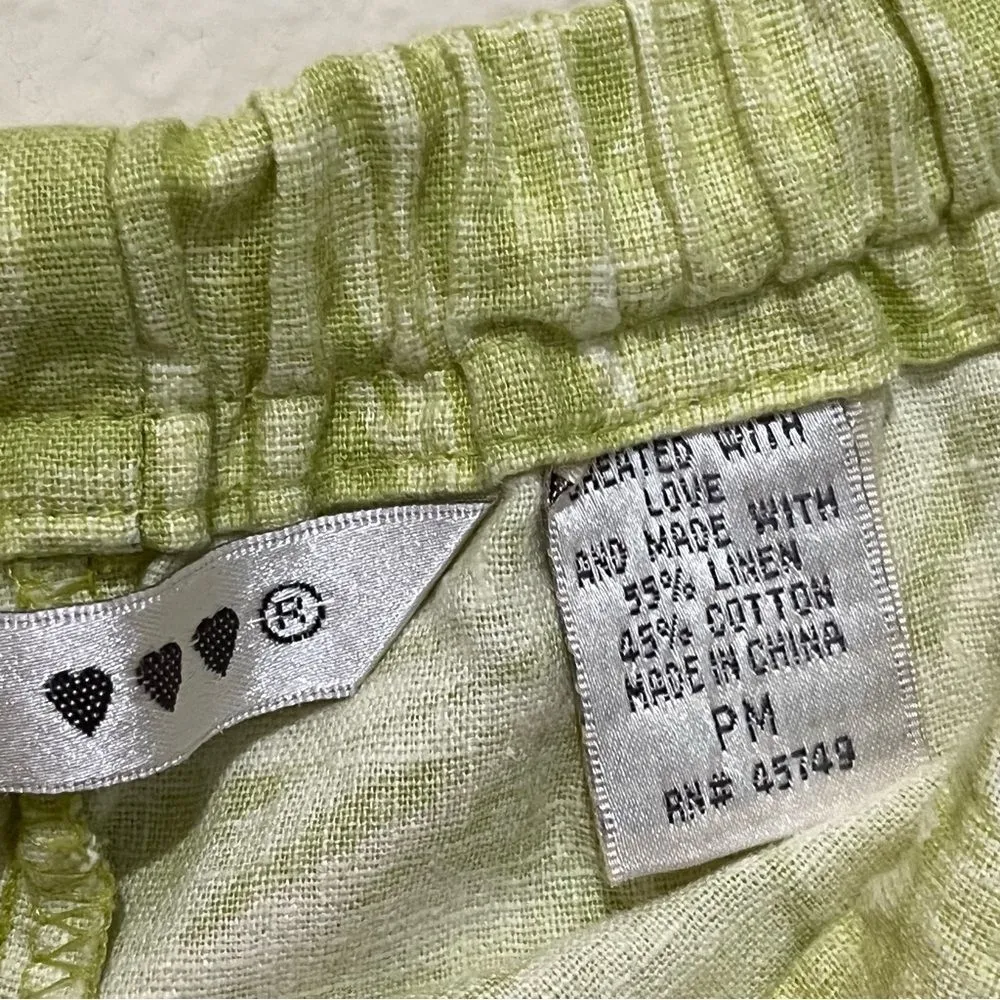 Vintage Hawaiian Linen Capri Pants Tropical Floral 90s Cropped Petite Medium PM - Image 7