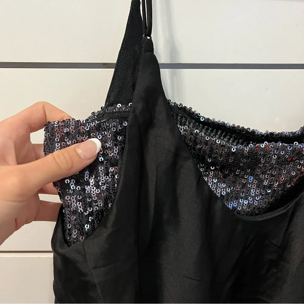 Free People Turn It On Black Satin Sequin Cami Top - Image 4